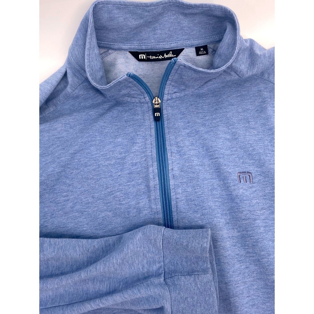 Travis Mathew XL Blue Heathered Quarter Zip Pullover Golf/ Activewear - No Logo
